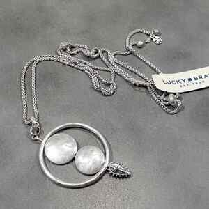 Lucky Brand New reversible Brutalist long silver necklace